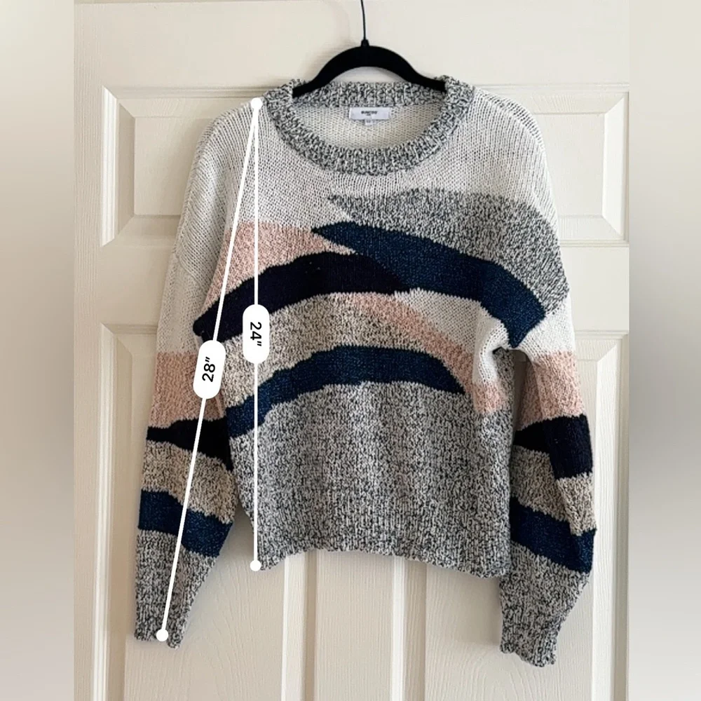 SUNCOO Paris Sweater T2 / Medium Abstract Knit Pullover Neutral Stripe